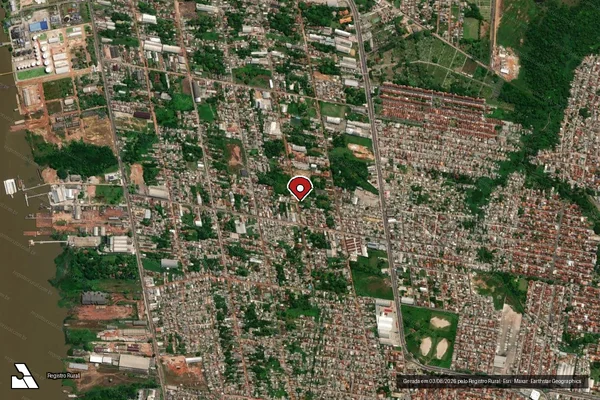 Imagem de satélite de Infração da Flora em Belém - PA (marcador da localização)
