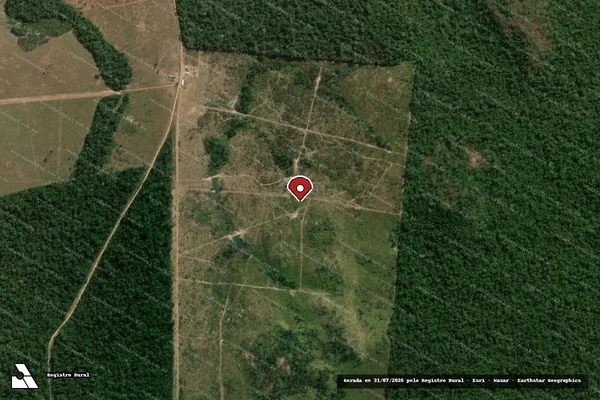 Imagem de satélite de Infração Ambiental em Cotriguaçu - MT (marcador da localização)