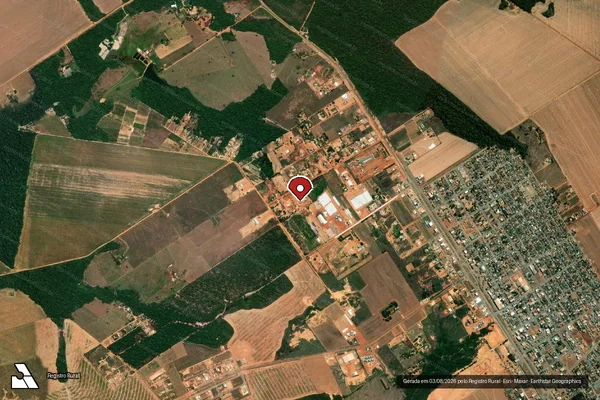 Imagem de satélite de Infração Ambiental em Tapurah - MT (marcador da localização)