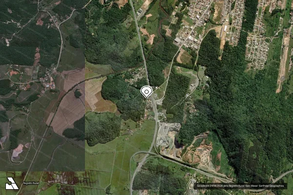 Imagem de satélite de Infração da Flora em Penha - SC (marcador da localização)
