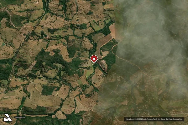 Imagem de satélite de Infração Ambiental em Jaraguá - GO (marcador da localização)
