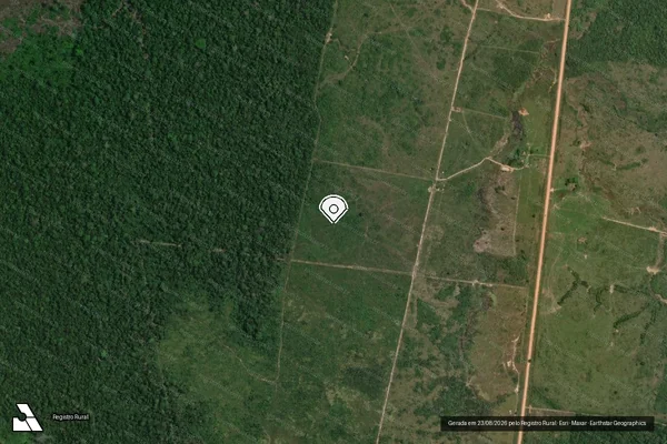 Imagem de satélite de Infração da Flora em Humaitá - AM (marcador da localização)