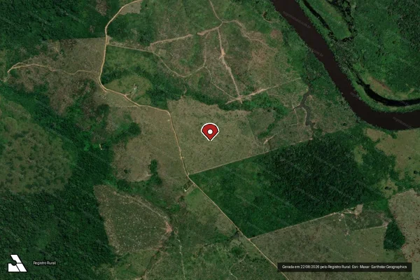 Imagem de satélite de Infração da Flora em Apuí - AM (marcador da localização)