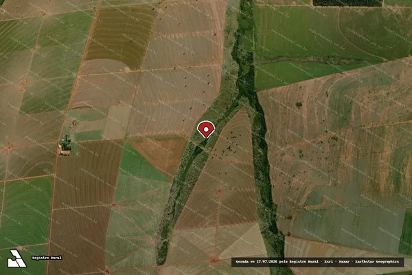Imagem de satélite de Infração Ambiental em Itaquiraí - MS (marcador da localização)