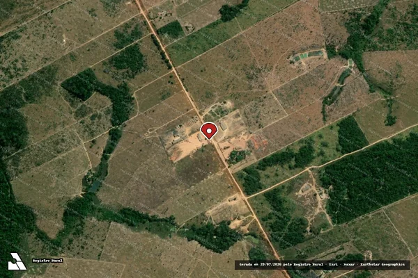 Imagem de satélite de Infração Ambiental em Colniza - MT (marcador da localização)