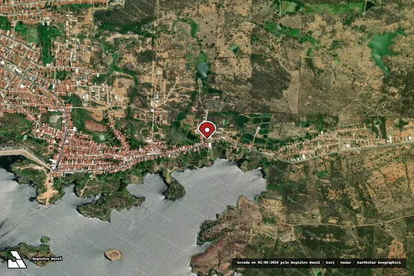 Imagem de satélite de Infração Ambiental em Coremas - PB (marcador da localização)