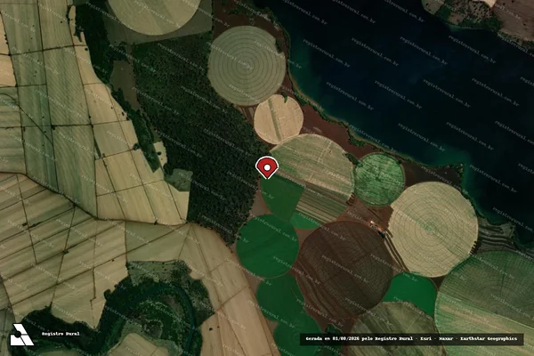 Imagem de satélite de Infração da Flora em Orindiúva - SP (marcador da localização)