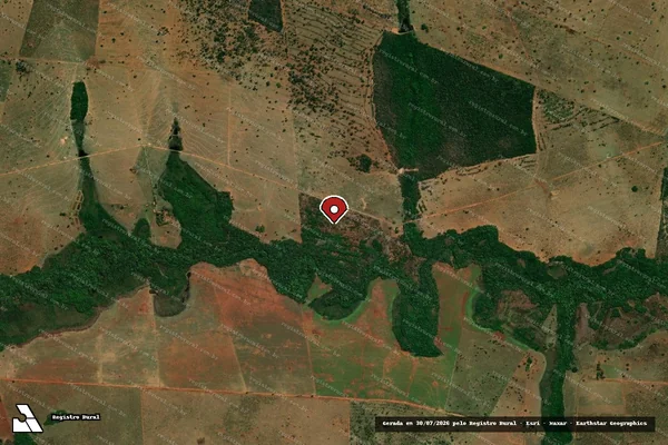 Imagem de satélite de Infração Ambiental em Rochedo - MS (marcador da localização)