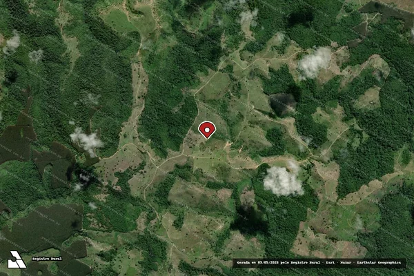Imagem de satélite de Infração Ambiental em Mascote - BA (marcador da localização)