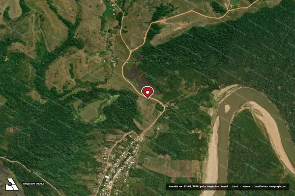 Imagem de satélite de Infração da Flora em Rodrigues Alves - AC (marcador da localização)