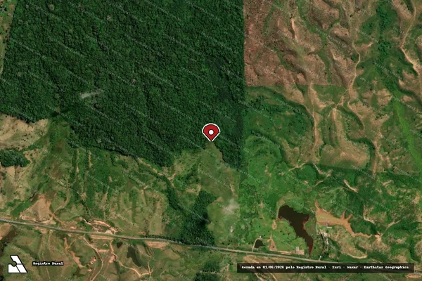 Imagem de satélite de Desmatamento em Tarauacá - AC (marcador da localização)