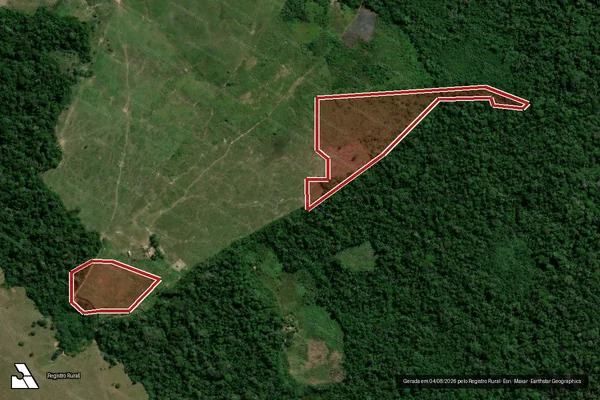 Imagem de satélite de Infração da Flora em Guajará - AM