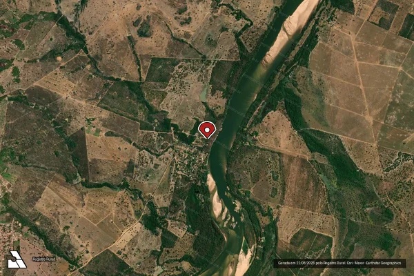 Imagem de satélite de Infração da Flora em Araguaiana - MT (marcador da localização)