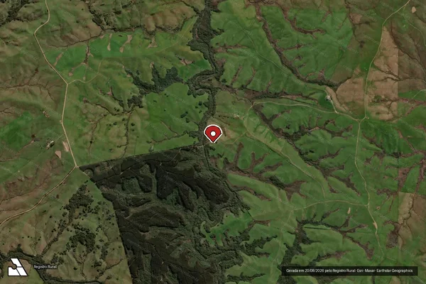 Imagem de satélite de Infração da Flora em Lavras do Sul - RS (marcador da localização)