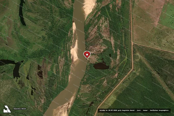 Imagem de satélite de Infração Ambiental em São Miguel do Araguaia - GO (marcador da localização)