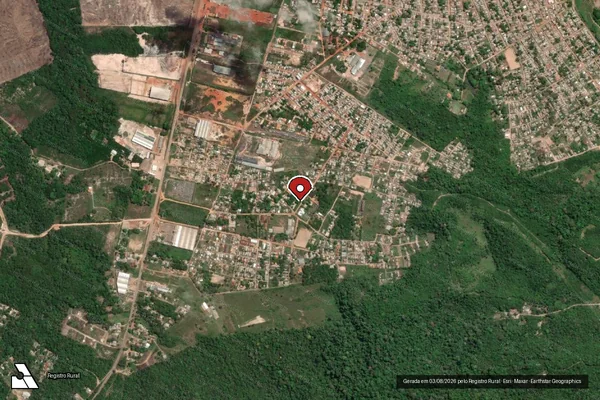 Imagem de satélite de Infração da Flora em Santarém - PA (marcador da localização)