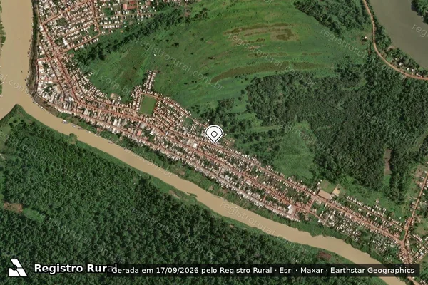 Imagem de satélite de Infração da Fauna em Boca do Acre - AM (marcador da localização)