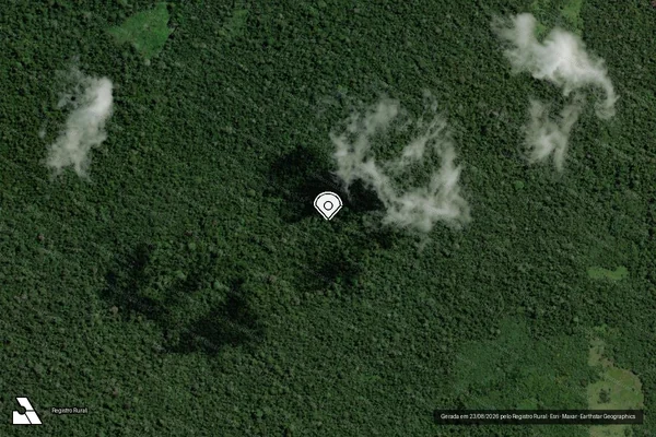 Imagem de satélite de Infração Ambiental em Altamira - PA (marcador da localização)