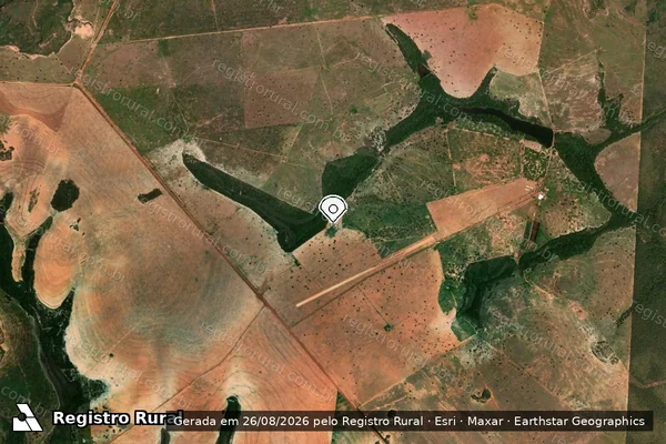 Imagem de satélite de Infração Ambiental em Novo São Joaquim - MT (marcador da localização)