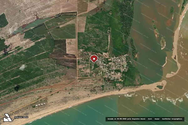 Imagem de satélite de Infração da Flora em Linhares - ES (marcador da localização)