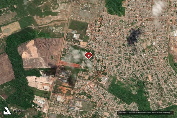 Imagem de satélite de Infração da Flora em Santarém - PA (marcador da localização)