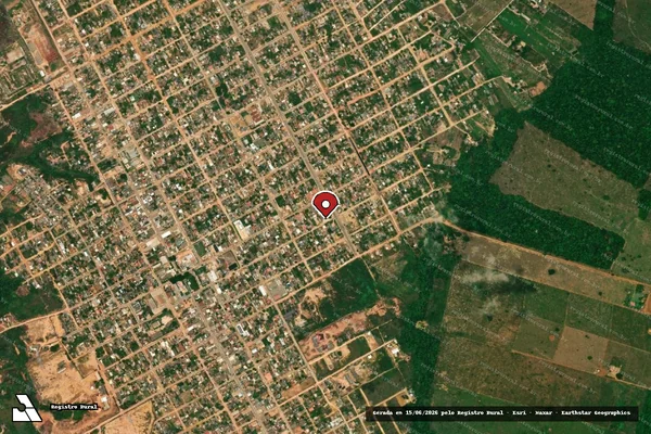 Imagem de satélite de Infração Ambiental em Cujubim - RO (marcador da localização)