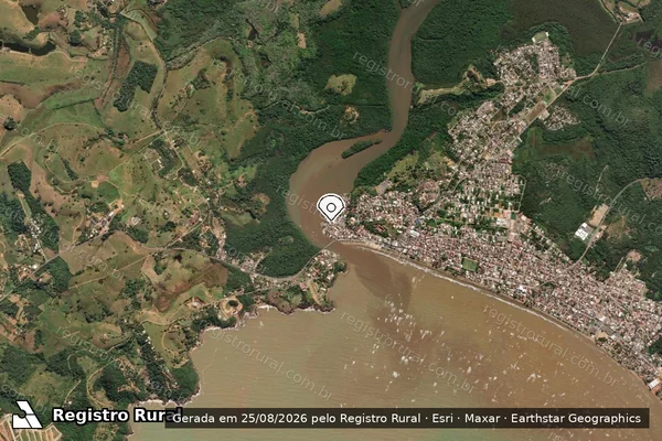 Imagem de satélite de Infração Ambiental em Anchieta - ES (marcador da localização)