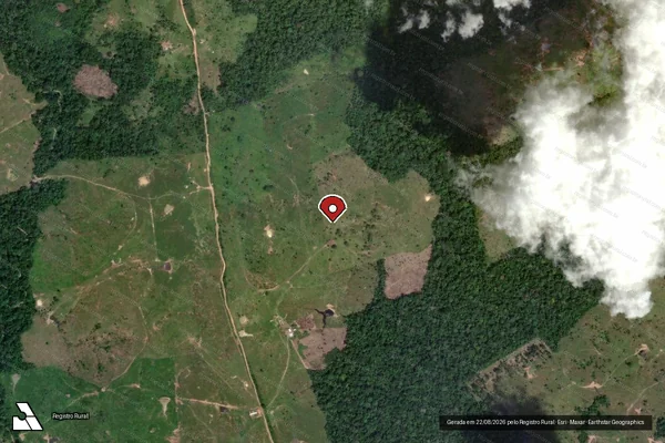 Imagem de satélite de Desmatamento em Sena Madureira - AC (marcador da localização)