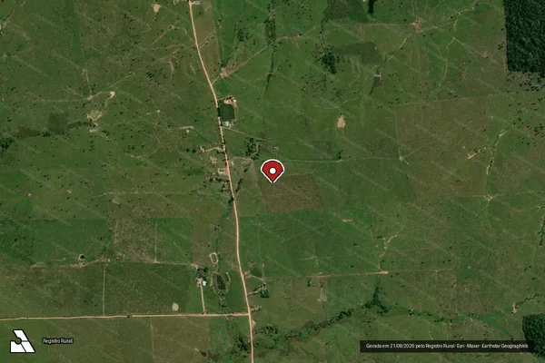Imagem de satélite de Infração Ambiental em Nova Mamoré - RO (marcador da localização)