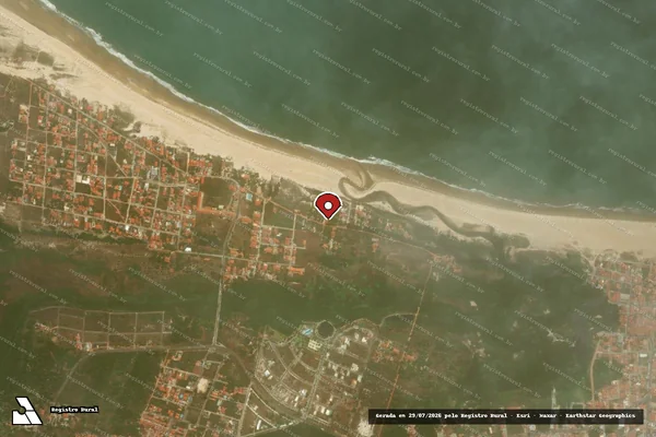 Imagem de satélite de Infração Ambiental em São Gonçalo do Amarante - CE (marcador da localização)