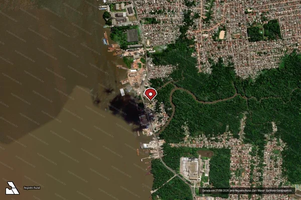 Imagem de satélite de Infração Ambiental em Belém - PA (marcador da localização)