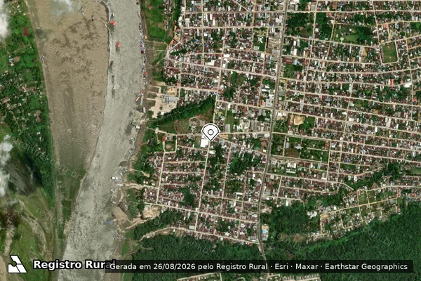 Imagem de satélite de Infração referente a Qualidade Ambiental em Tabatinga - AM (marcador da localização)