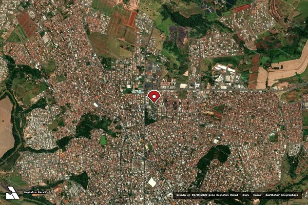 Imagem de satélite de Infração Ambiental em Patos de Minas - MG (marcador da localização)