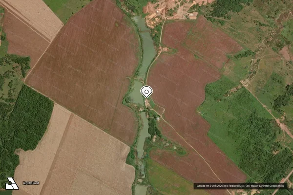Imagem de satélite de Infração Ambiental em Peixoto de Azevedo - MT (marcador da localização)