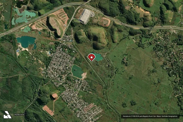 Imagem de satélite de Infração Ambiental em Duque de Caxias - RJ (marcador da localização)