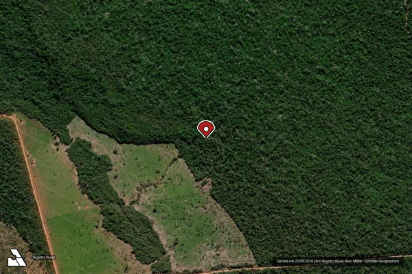 Imagem de satélite de Infração Ambiental em Aripuanã - MT (marcador da localização)