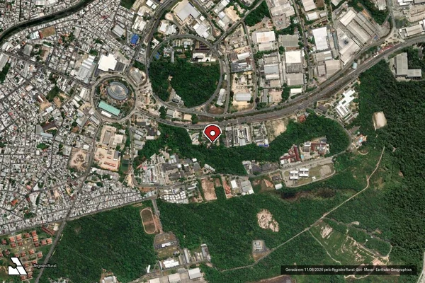 Imagem de satélite de Infração da Flora em Manaus - AM (marcador da localização)