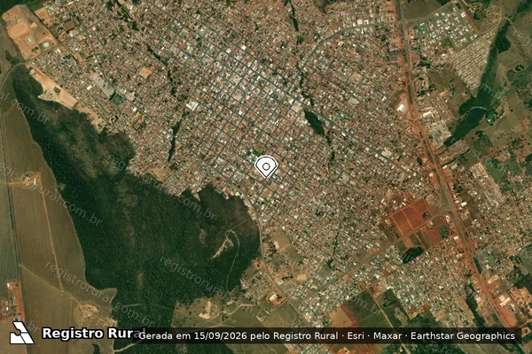 Imagem de satélite de Infração Ambiental em Pontes e Lacerda - MT (marcador da localização)