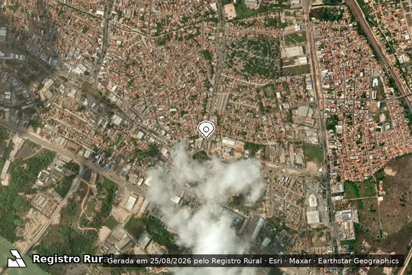 Imagem de satélite de Infração Ambiental em Marabá - PA (marcador da localização)