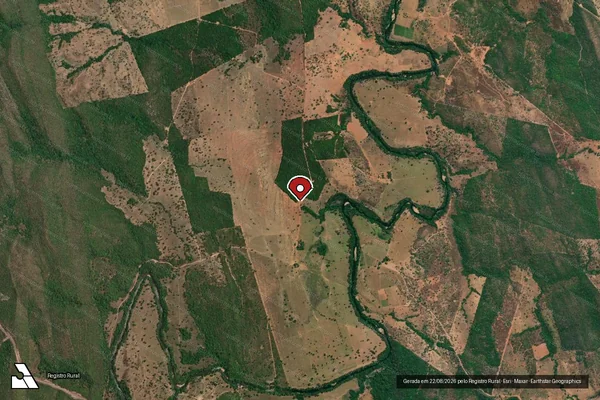 Imagem de satélite de Desmatamento em Santa Tereza de Goiás - GO (marcador da localização)