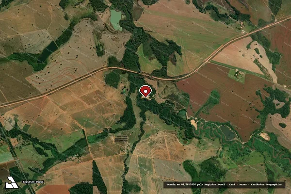 Imagem de satélite de Infração Ambiental em Jaraguá - GO (marcador da localização)