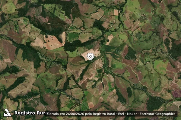 Imagem de satélite de Infração da Fauna em Carangola - MG (marcador da localização)