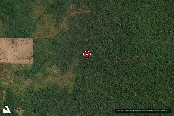 Imagem de satélite de Infração da Flora em Cotriguaçu - MT (marcador da localização)