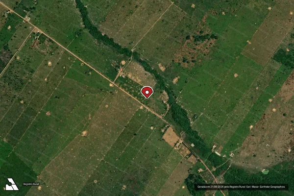 Imagem de satélite de Desmatamento em Porto Velho - RO (marcador da localização)