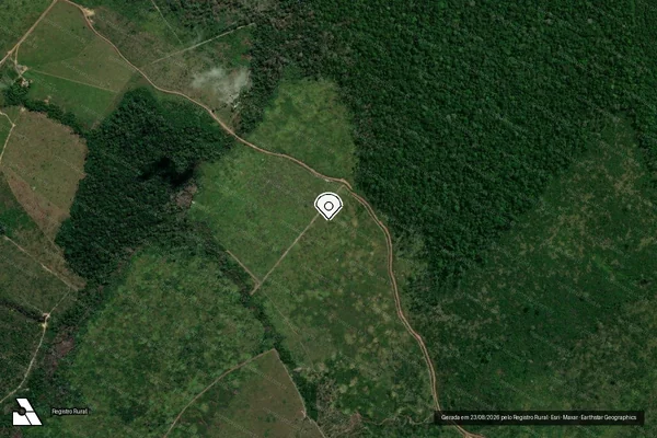 Imagem de satélite de Infração Ambiental em Apuí - AM (marcador da localização)