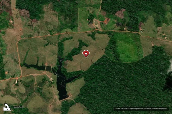 Imagem de satélite de Infração da Flora em Cruzeiro do Sul - AC (marcador da localização)