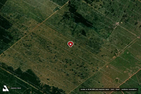 Imagem de satélite de Infração da Flora em Cláudia - MT (marcador da localização)