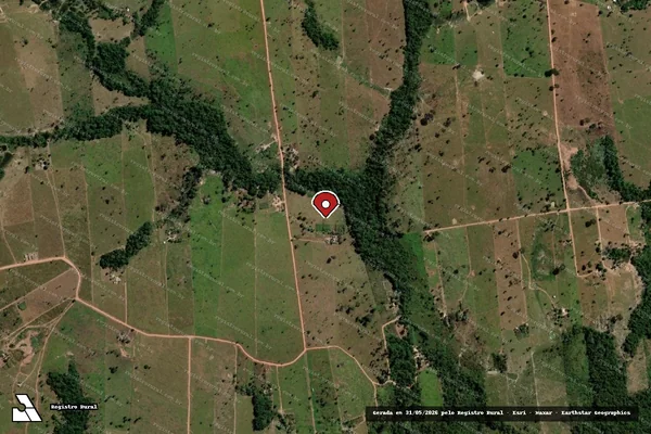 Imagem de satélite de Infração Ambiental em Juína - MT (marcador da localização)