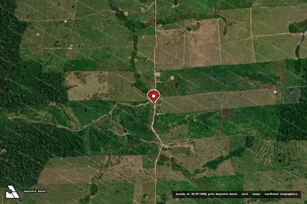 Imagem de satélite de Infração da Flora em Cujubim - RO (marcador da localização)