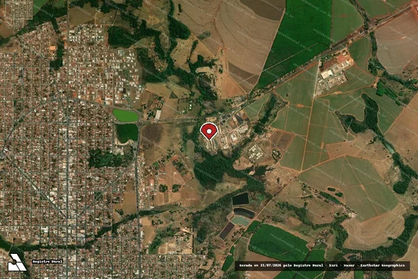 Imagem de satélite de Infração Ambiental em Jaraguá - GO (marcador da localização)